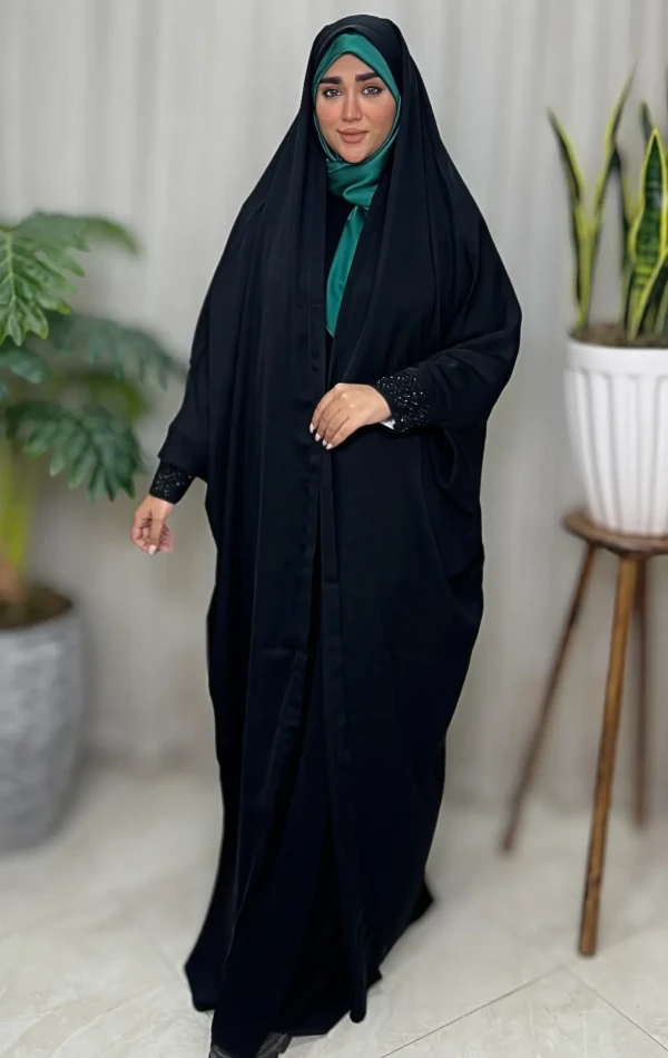 چادر عربی دانشجویی کرپ وارداتی مچ گلدوزی