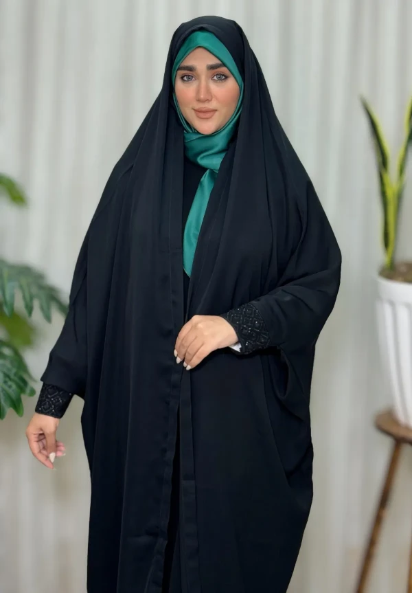 چادر عربی دانشجویی کرپ وارداتی مچ گلدوزی